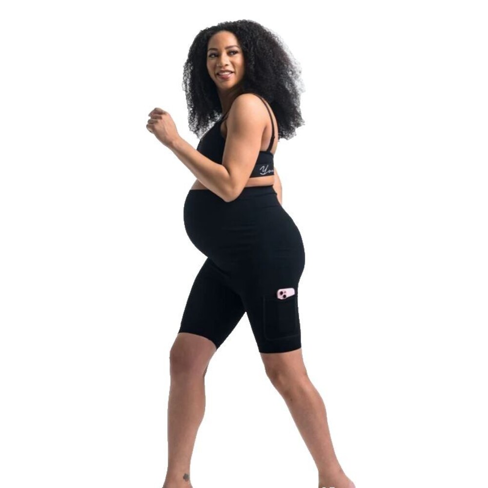 Preggo Leggings Maternity Leggings Black XL Built‑In Pockets Girlshorts Style